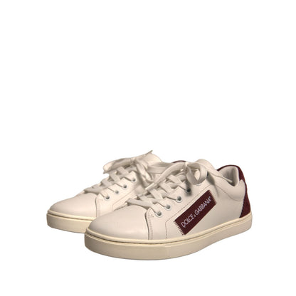 Dolce & Gabbana White Suede Leather Low Top Sneakers Shoes