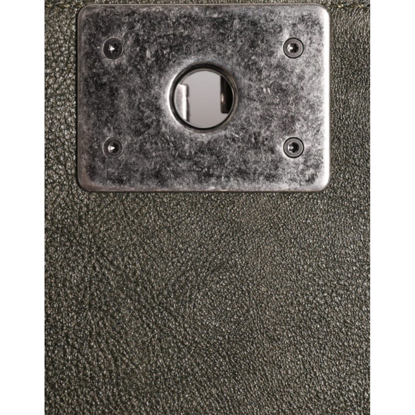 Chanel Dark Green Leather Shoulder Bag Gray Metal Purse Bag