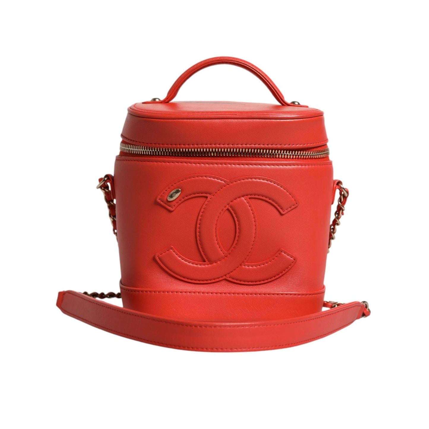 Chanel Orange Coco Mark Vanity Chain Shoulder Hand Purse