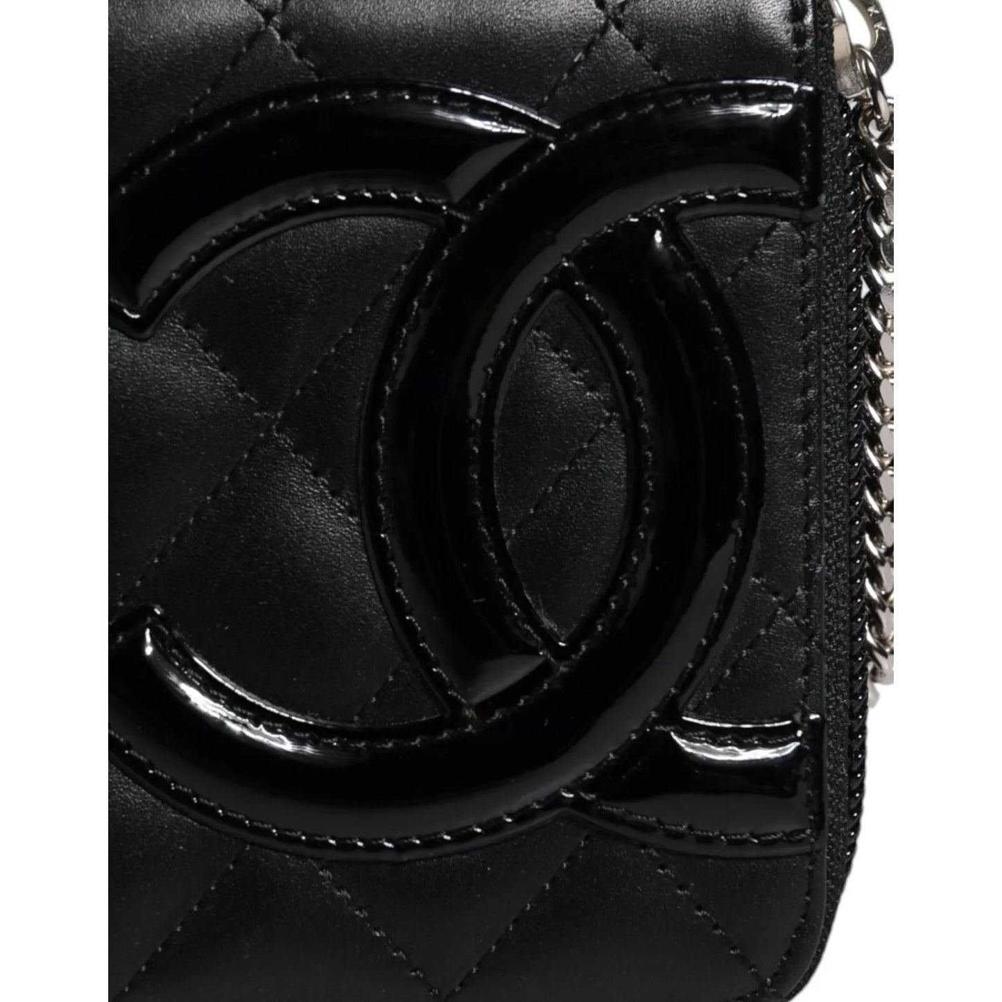 Chanel Black Quilted Leather Logo CC Continental Zip Wallet