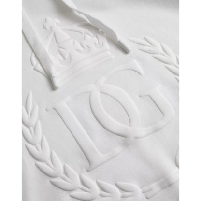 Dolce & Gabbana White Cotton Hooded Pullover Sweatshirt Sweater