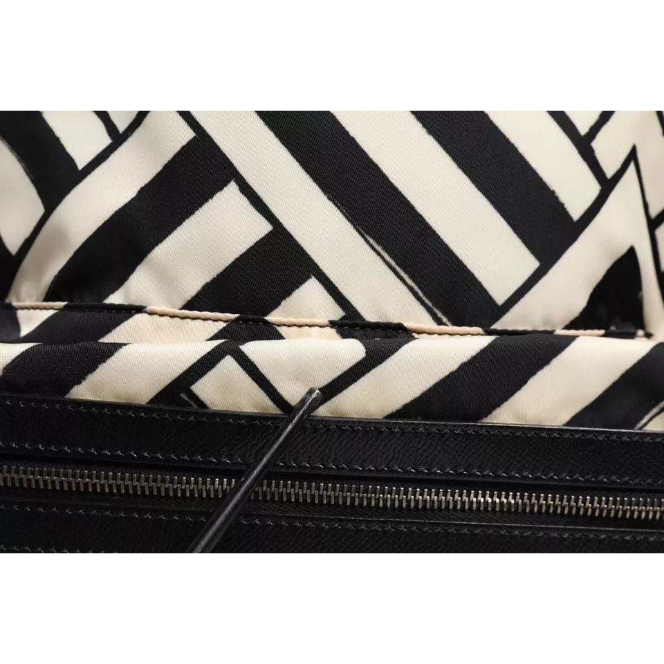 Dolce & Gabbana Black White Nylon Leather Travel Back Pack Bag