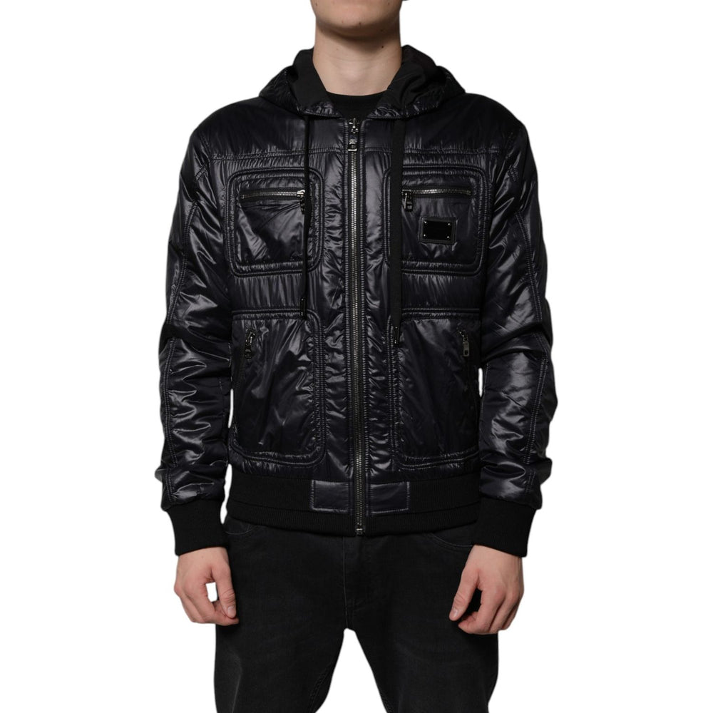 Dolce & Gabbana Black Nylon Hooded Full Zip Blouson Jacket JKT4188-50
