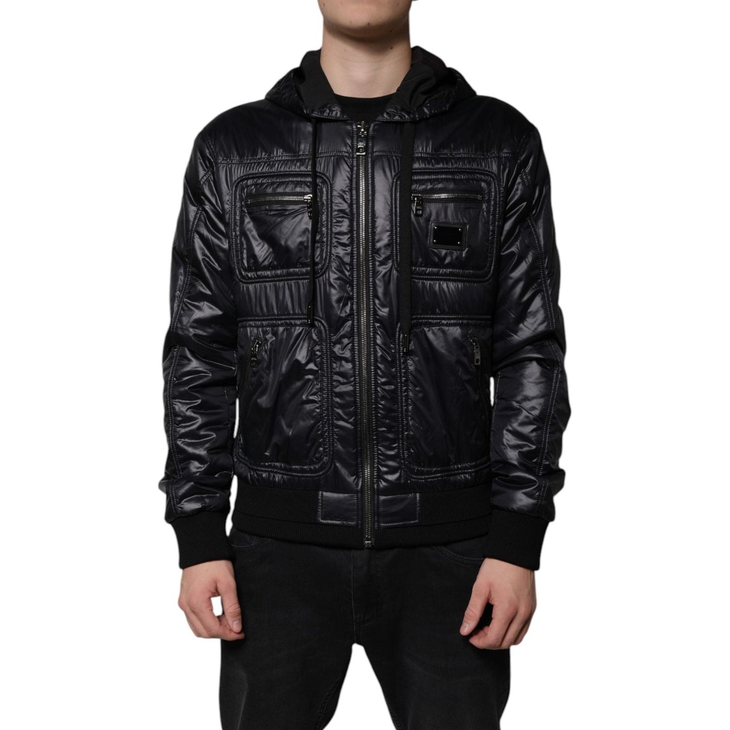 Dolce & Gabbana Black Nylon Hooded Full Zip Blouson Jacket JKT4188-50