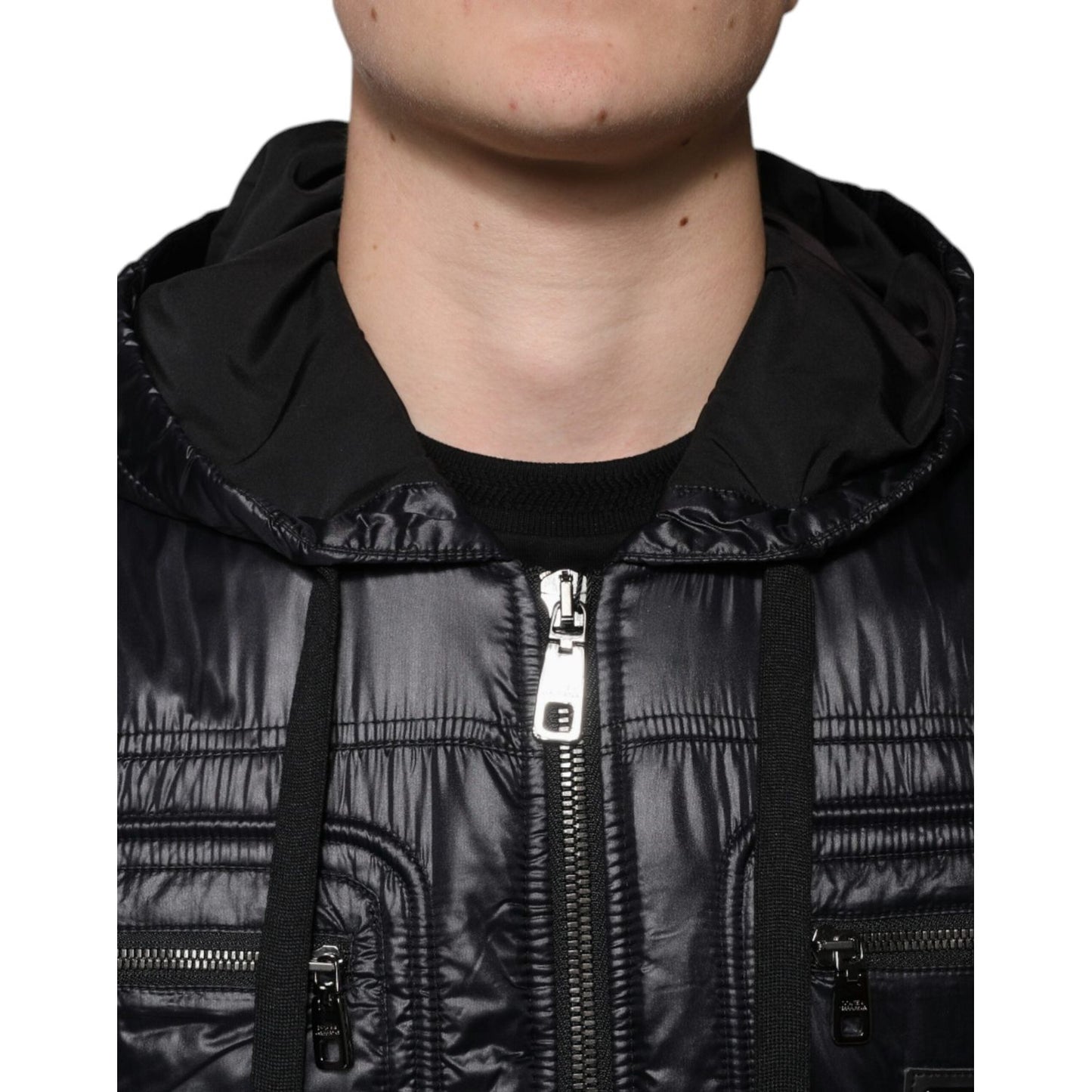 Dolce & Gabbana Black Nylon Hooded Full Zip Blouson Jacket JKT4188-50