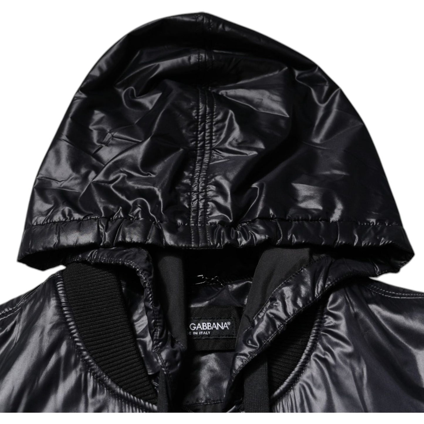 Dolce & Gabbana Black Nylon Hooded Full Zip Blouson Jacket JKT4188-50