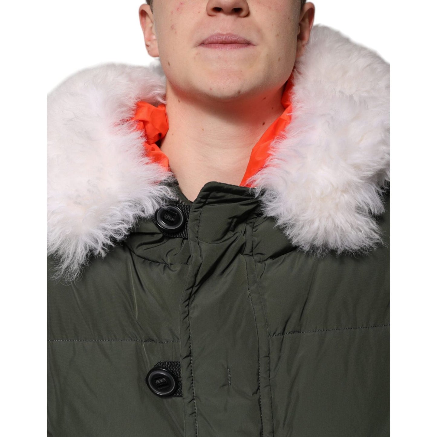 Dsquared² Green Hooded Long Sleeves Fur Shearling Jacket JKT41214-56