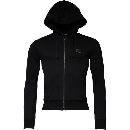 Dolce & Gabbana Black Logo Full Zip Hooded Sweatshirt Sweater