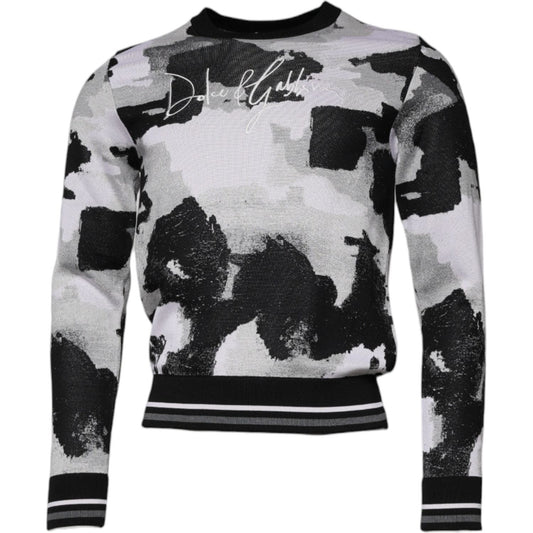Dolce & Gabbana Multicolor Camouflage Crew Neck Men Pullover Sweater TSH87732-46