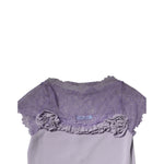 Blumarine Purple Short Sleeves Floral Lace Trim A-line Midi Dress