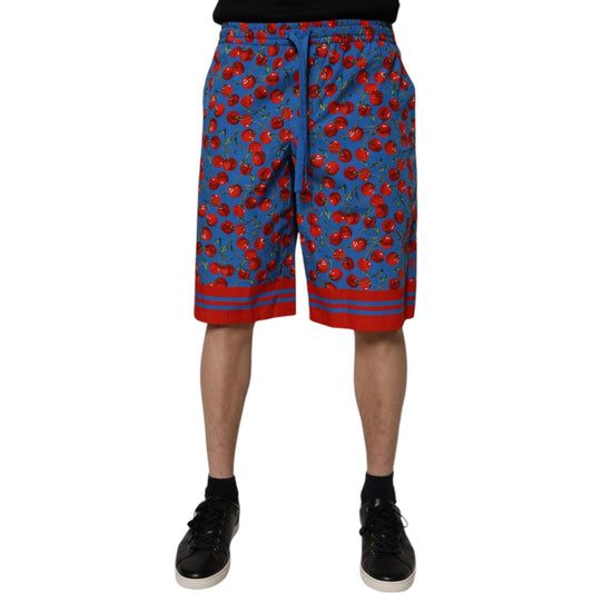 Dolce & Gabbana Blue Cherry Print Cotton Men Bermuda Shorts PAN76086-48