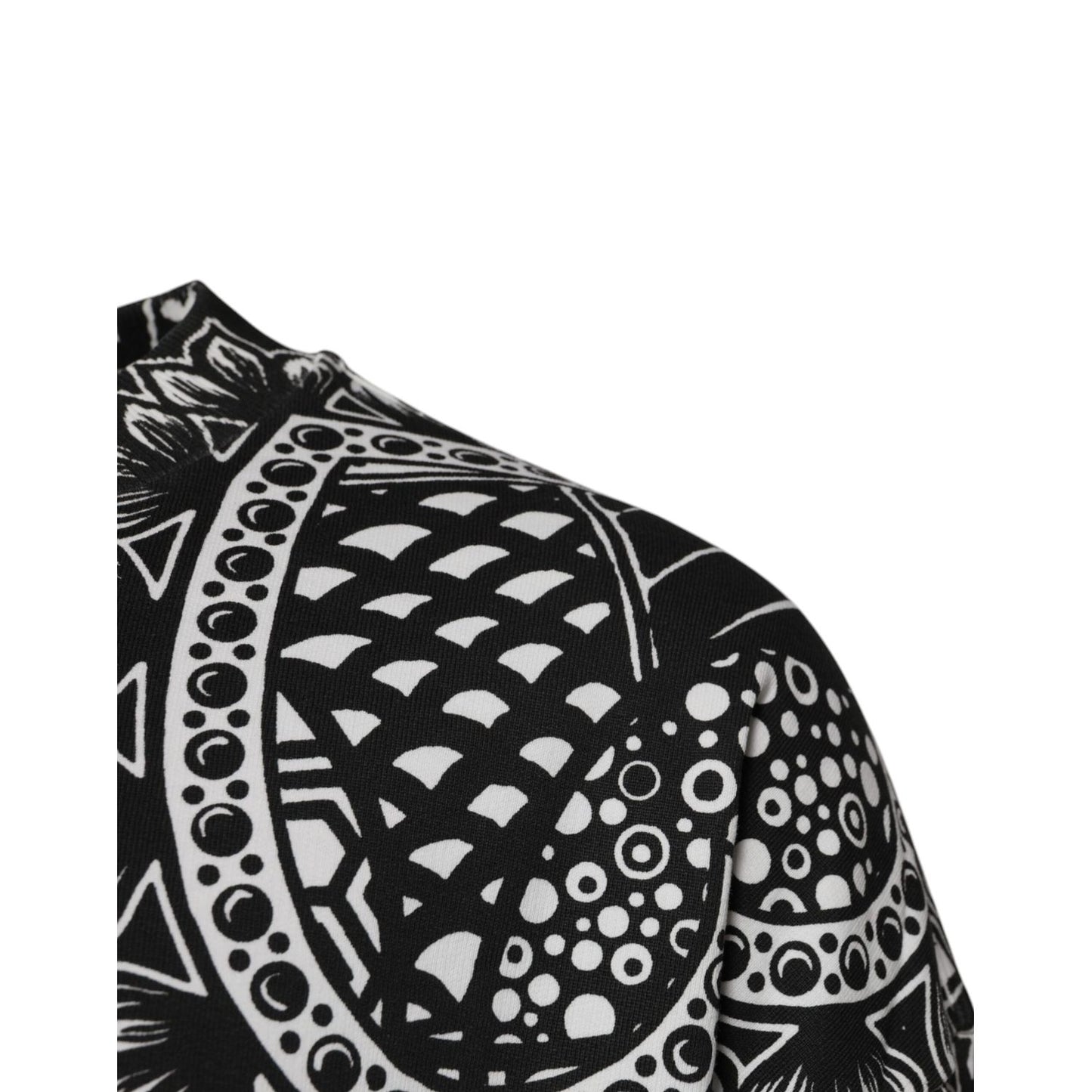 Dolce & Gabbana White Black Printed Cotton Sweatshirt Sweater