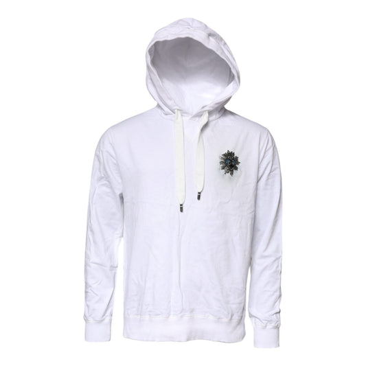 Dolce & Gabbana White Cotton Hooded Sweatshirt Sweater