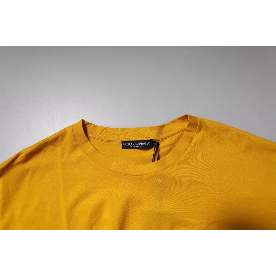 Dolce & Gabbana Dark Yellow Logo Cotton Men Crew Neck T-shirt