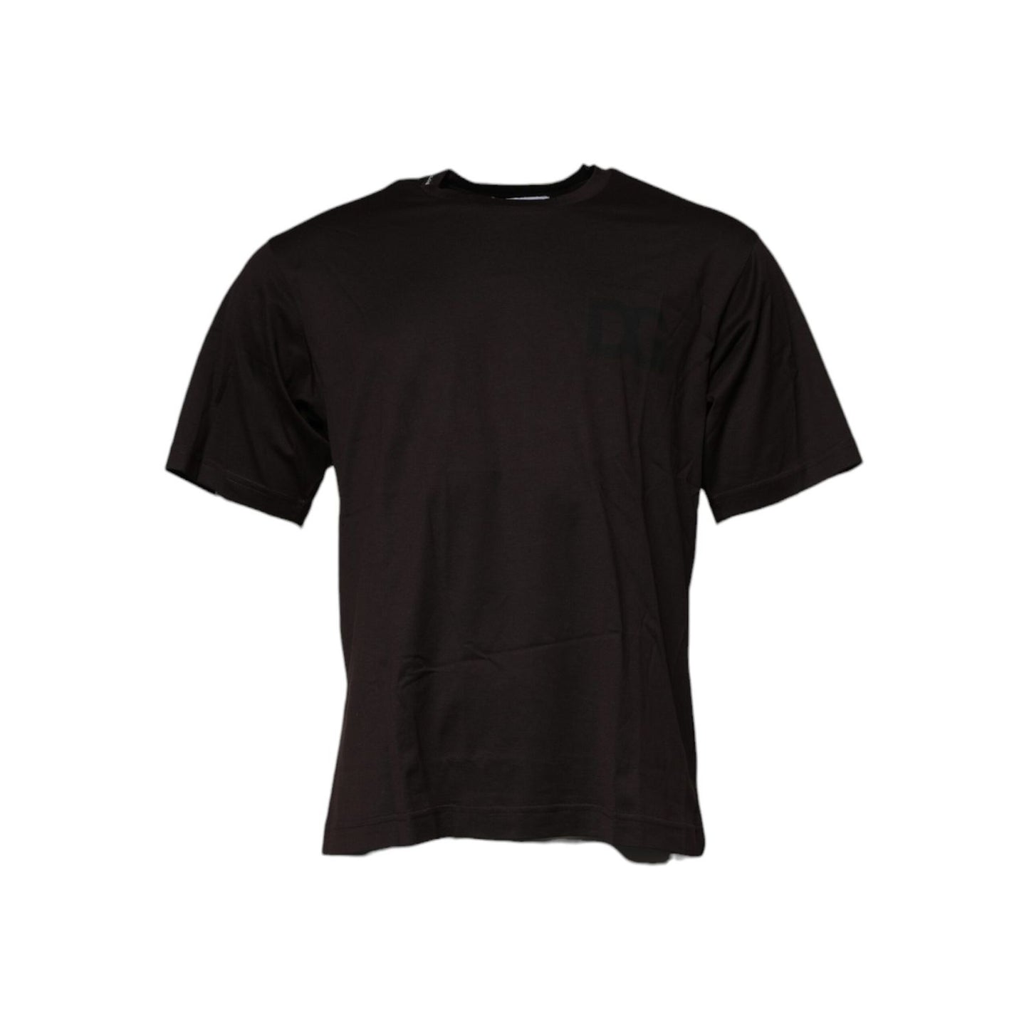 Dolce & Gabbana Dark Brown Logo Cotton Crew Neck T-shirt