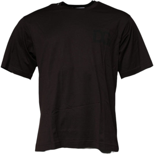 Dolce & Gabbana Dark Brown Logo Cotton Crew Neck T-shirt TSH90030-48