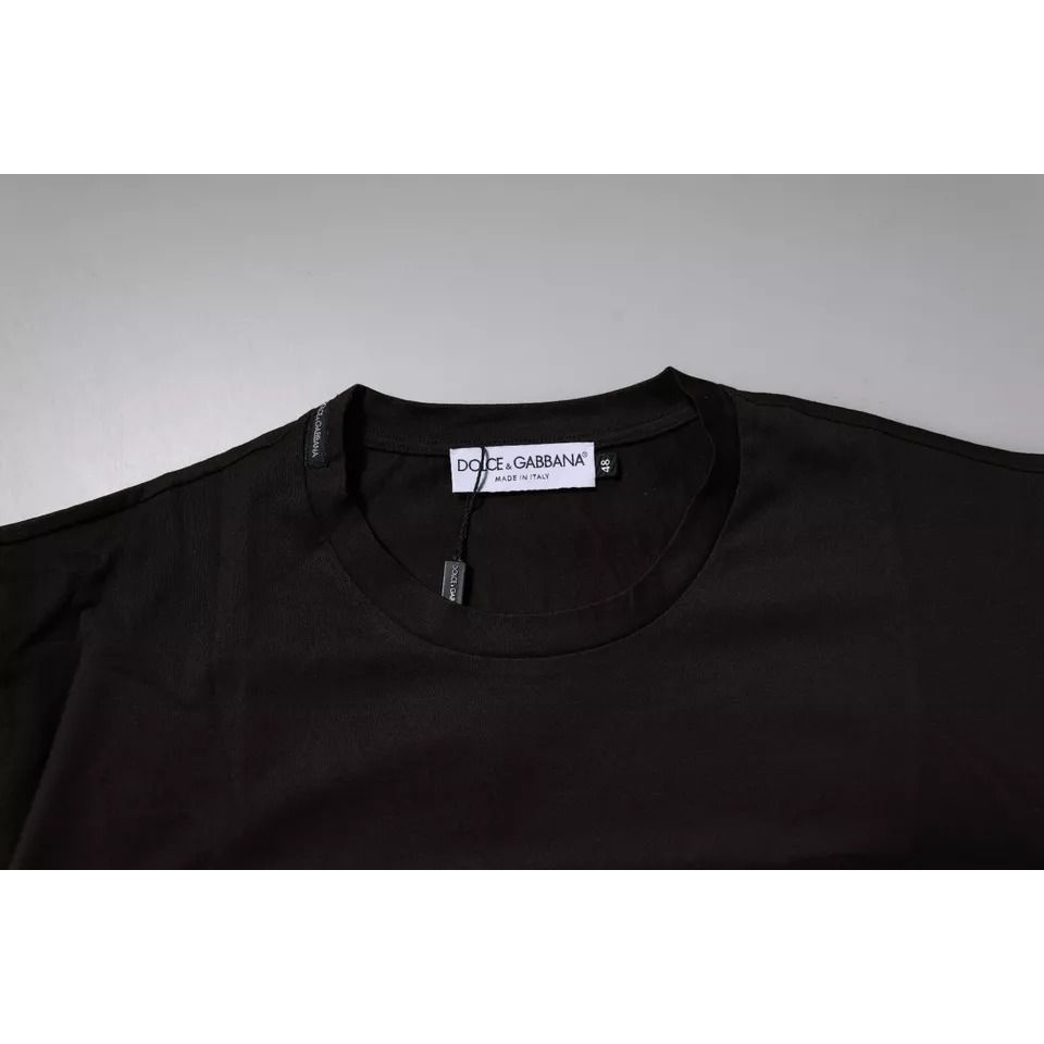 Dolce & Gabbana Dark Brown Logo Cotton Crew Neck T-shirt