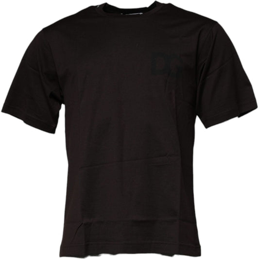 Dolce & Gabbana Dark Brown Logo Cotton Crew Neck T-shirt TSH90032-48