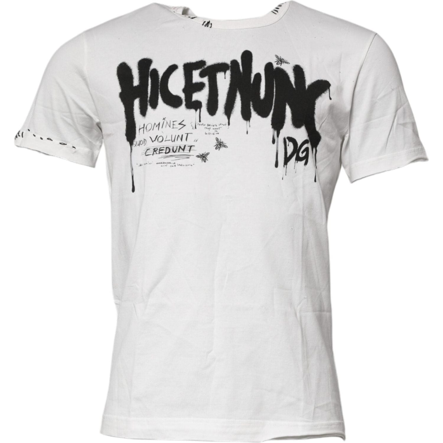 Dolce & Gabbana White Graphic Print Cotton Crew Neck T-shirt