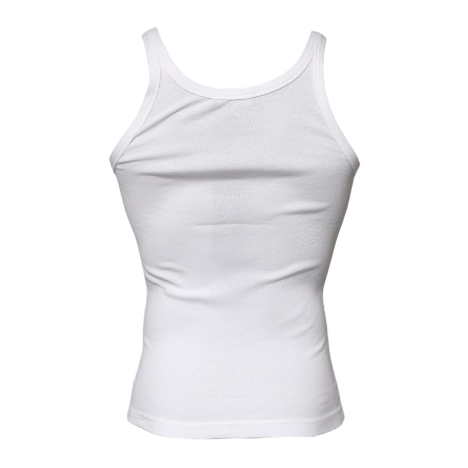 Dolce & Gabbana Ivory Cotton Sleeveless Round Neck Tank T-shirt