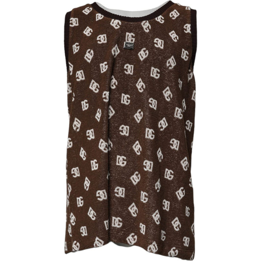 Dolce & Gabbana Brown Logo Monogram Cotton Crew Neck T-shirt TSH90061-50
