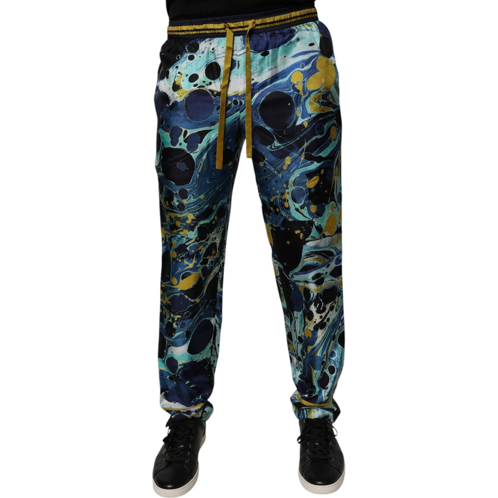Dolce & Gabbana Multicolor Marble Print Jogger Sweatpants Pants PAN75043-44