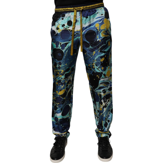 Dolce & Gabbana Multicolor Marble Print Jogger Sweatpants Pants PAN75043-44