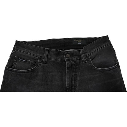 Dolce & Gabbana Black Cotton Stretch Skinny Men Denim Jeans