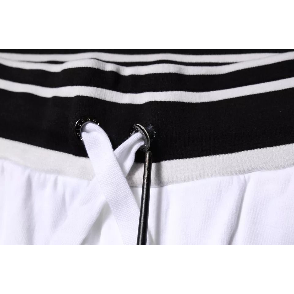 Dolce & Gabbana White Stripe Cotton DG King Bermuda Shorts