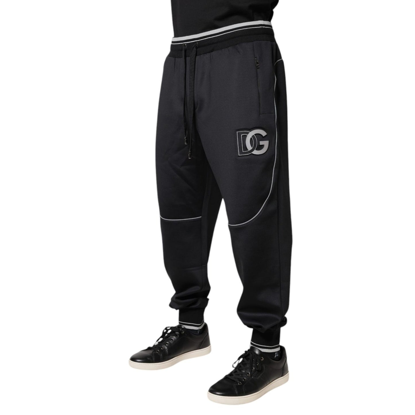 Dolce & Gabbana Black Polyester Logo Jogger Pants