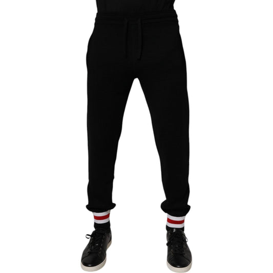 Dolce & Gabbana Black Wool Mid Waist Jogger Sweatpants Pants PAN76058-44