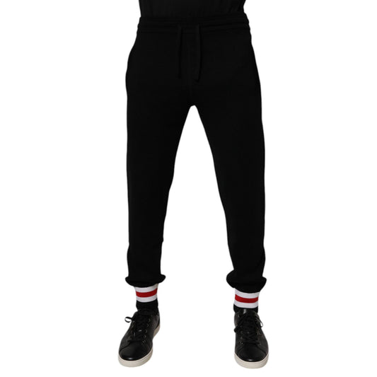Dolce & Gabbana Black Wool Mid Waist Jogger Sweatpants Pants