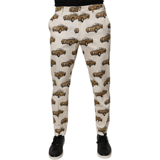 Dolce & Gabbana Off White Cars Cotton Skinny Men Denim Jeans PAN76079-44