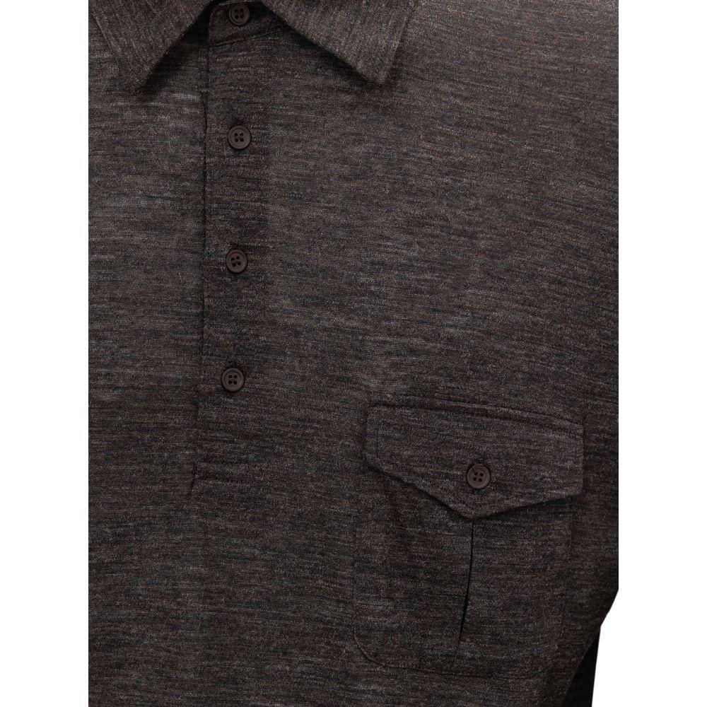 Corneliani Gray Wool Polo Shirt CO-848266220010146-IT50 | L