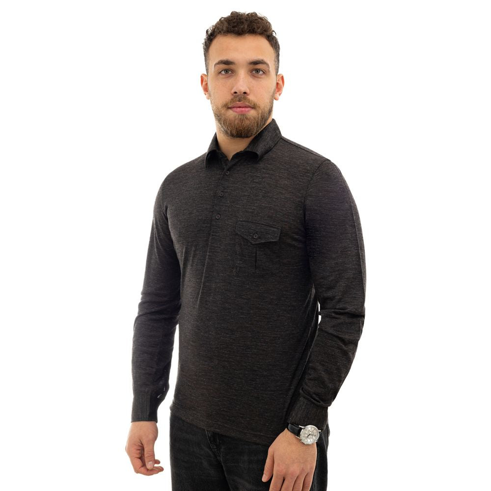 Corneliani Gray Wool Polo Shirt CO-848266220010146-IT50 | L