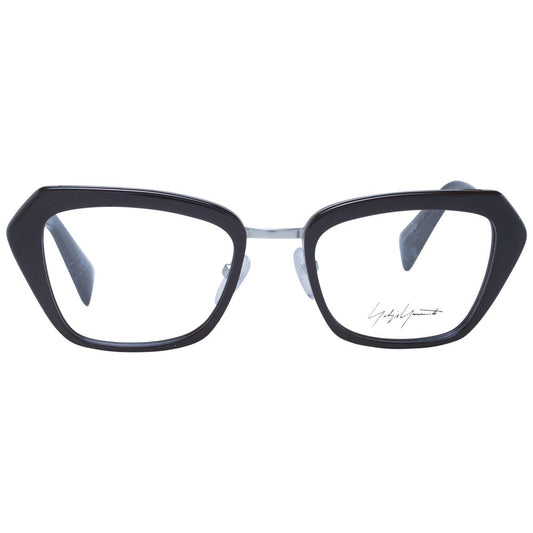 Yohji Yamamoto Black Women Glasses Frame, rectangle style, full-rim, metal & plastic, 51-19-140 size, demo lenses, includes branded case.