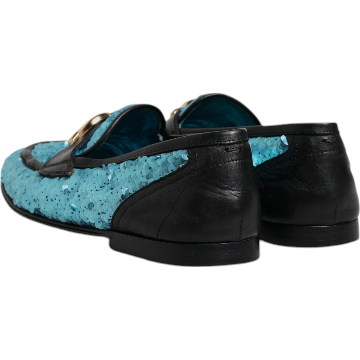 Dolce & Gabbana Blue Sequined Loafers Formal Dress Shoes