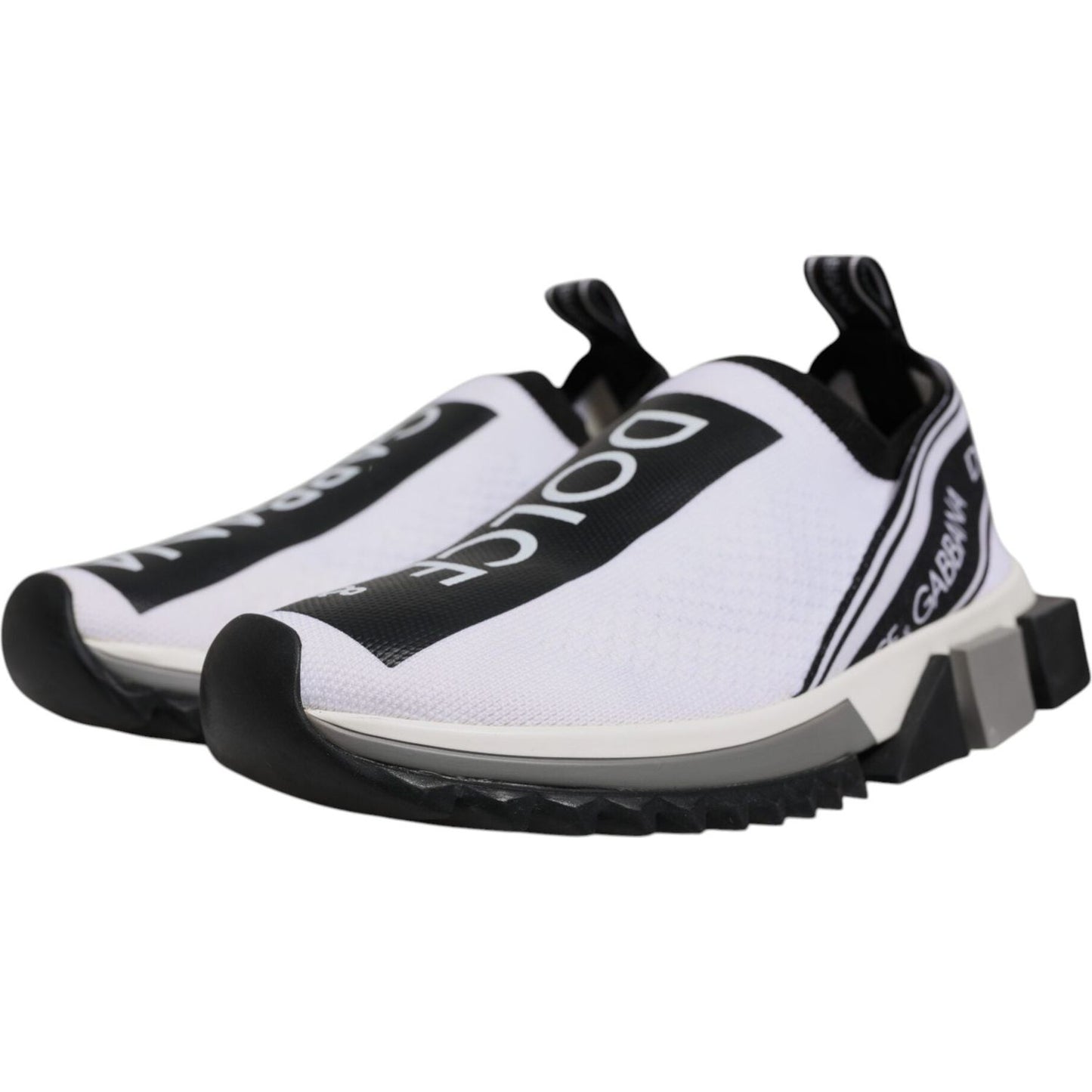 Dolce & Gabbana White Black Slip On Sorrento Sneakers Shoes