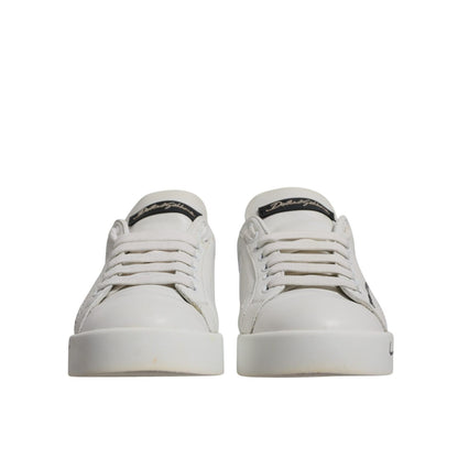 Dolce & Gabbana White Blue Logo Portofino Sneakers Shoes