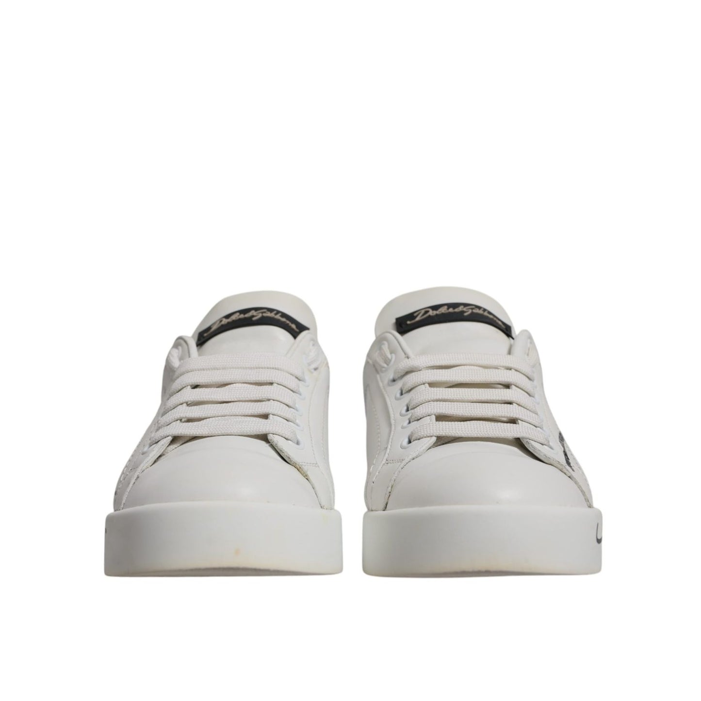 Dolce & Gabbana White Blue Logo Portofino Sneakers Shoes