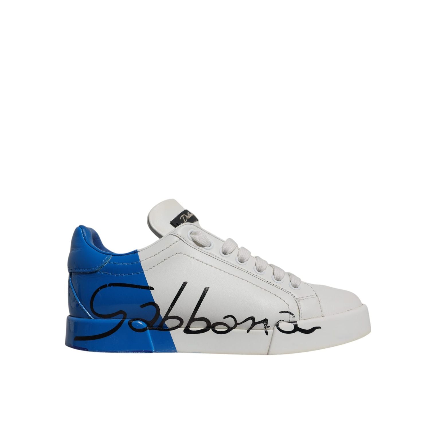 Dolce & Gabbana White Blue Logo Portofino Sneakers Shoes