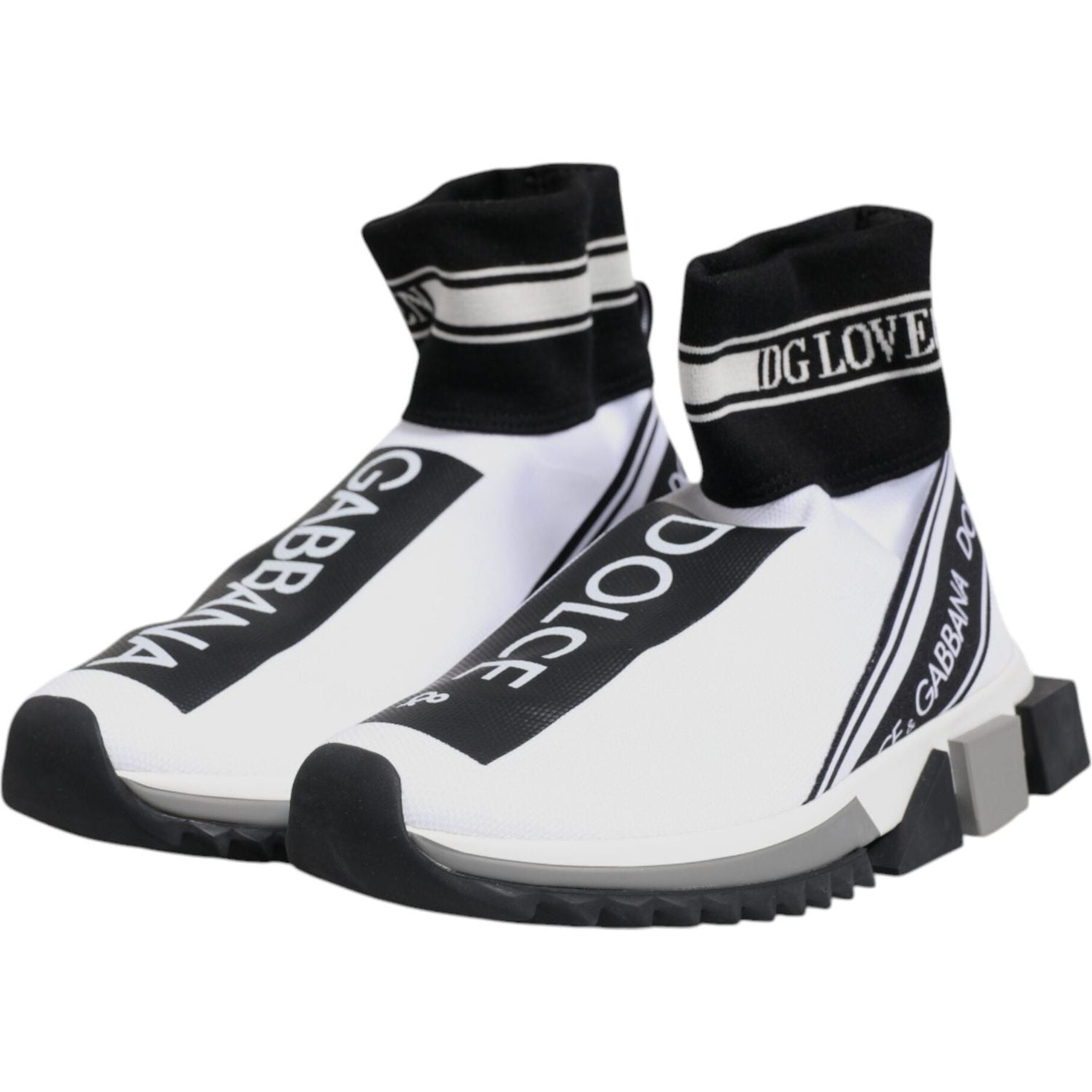 Dolce & Gabbana White Black Sorrento Socks Sneakers Shoes