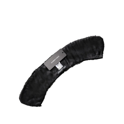 Dolce & Gabbana Black Lamb Fur Collar Women Neck Wrap Scarf