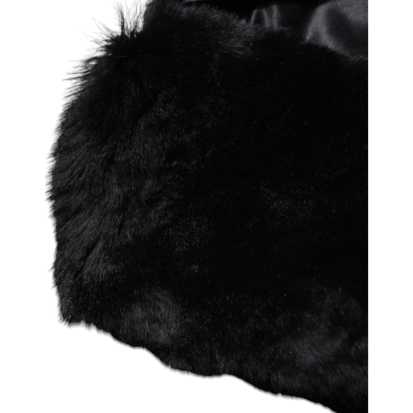 Dolce & Gabbana Black Lamb Fur Collar Women Neck Wrap Scarf