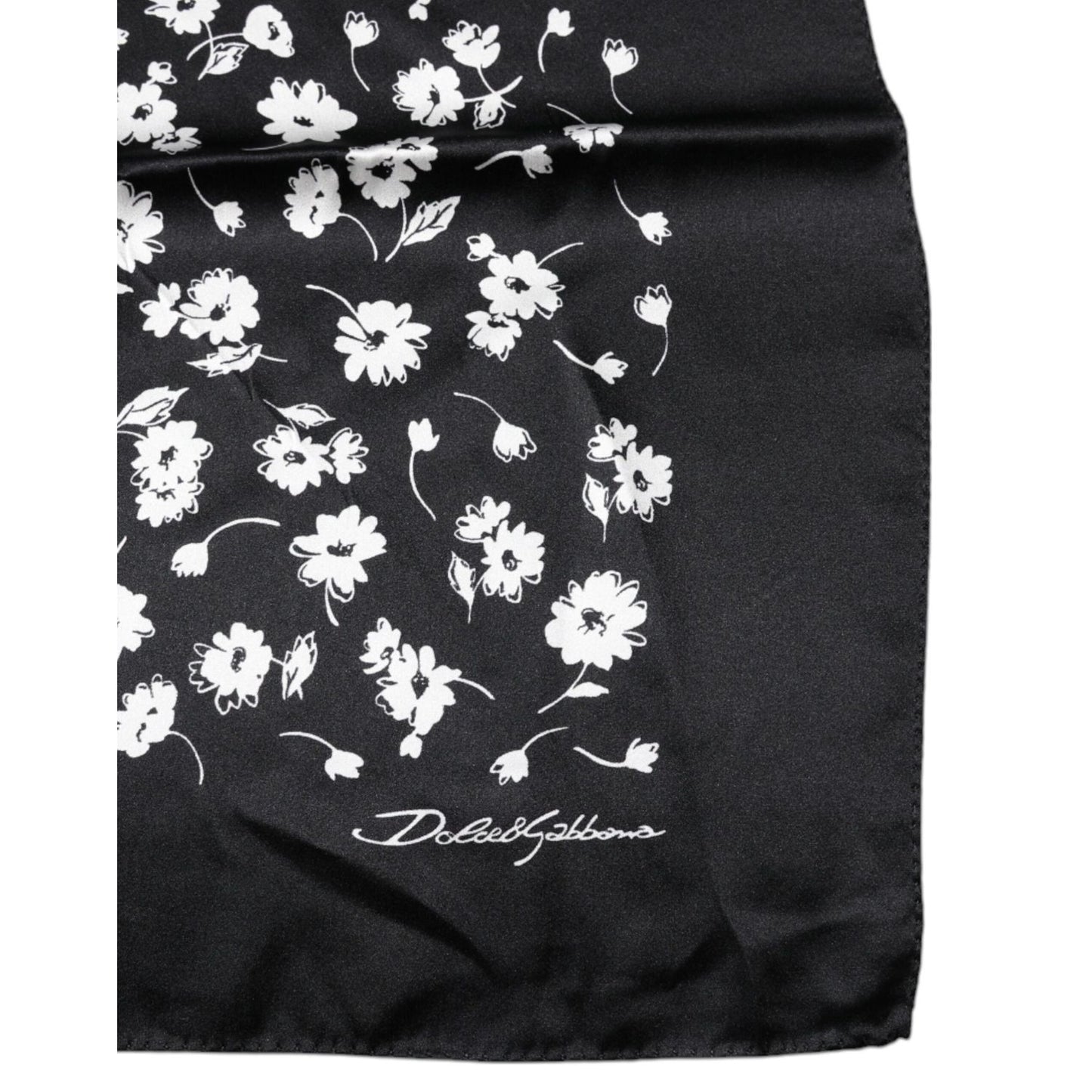 Dolce & Gabbana Black Floral Silk Square Wrap Shawl Scarf MS7192