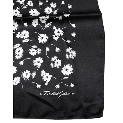 Dolce & Gabbana Black Floral Silk Square Wrap Shawl Scarf