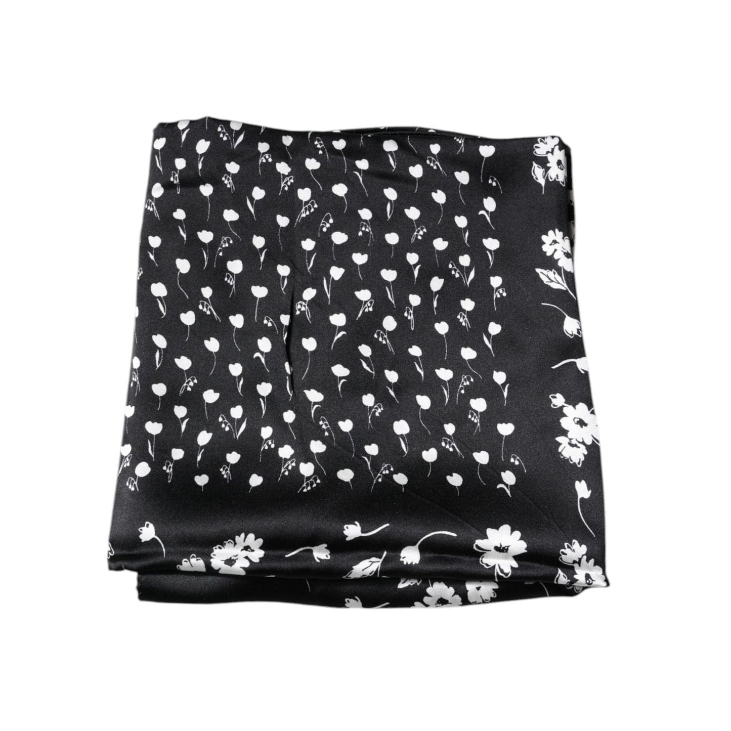 Dolce & Gabbana Black Floral Silk Square Wrap Shawl Scarf MS7194
