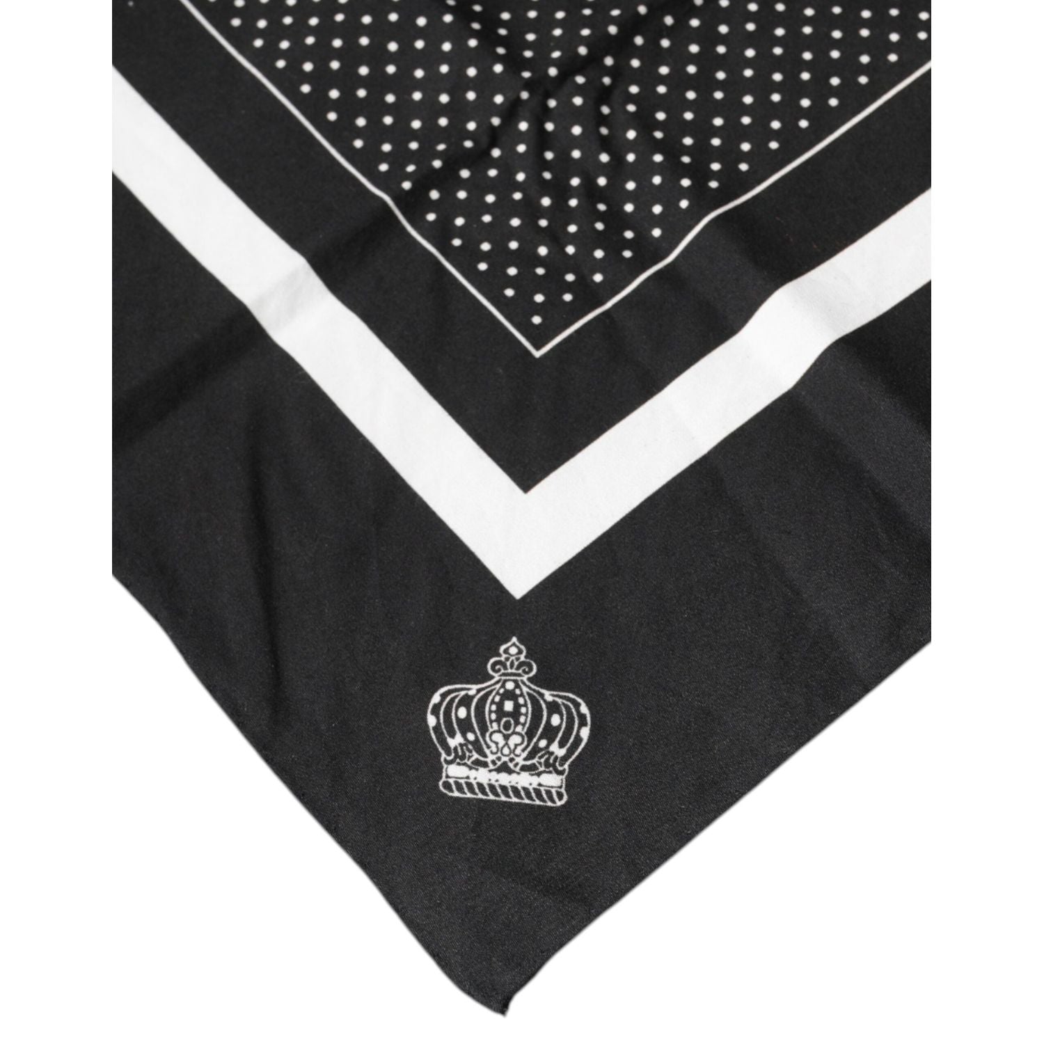 Dolce & Gabbana Black Polka Dots Cotton Handkerchief Scarf