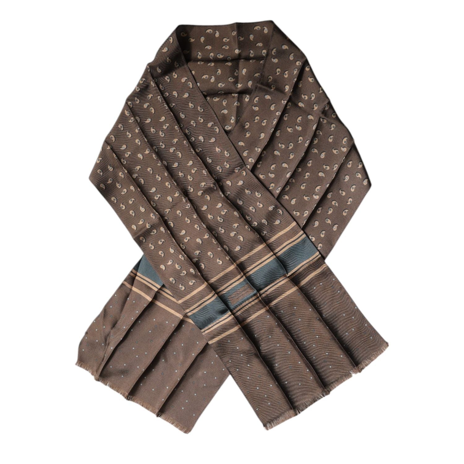Dolce & Gabbana Brown Fantasy Silk Neck Wrap Shawl Scarf