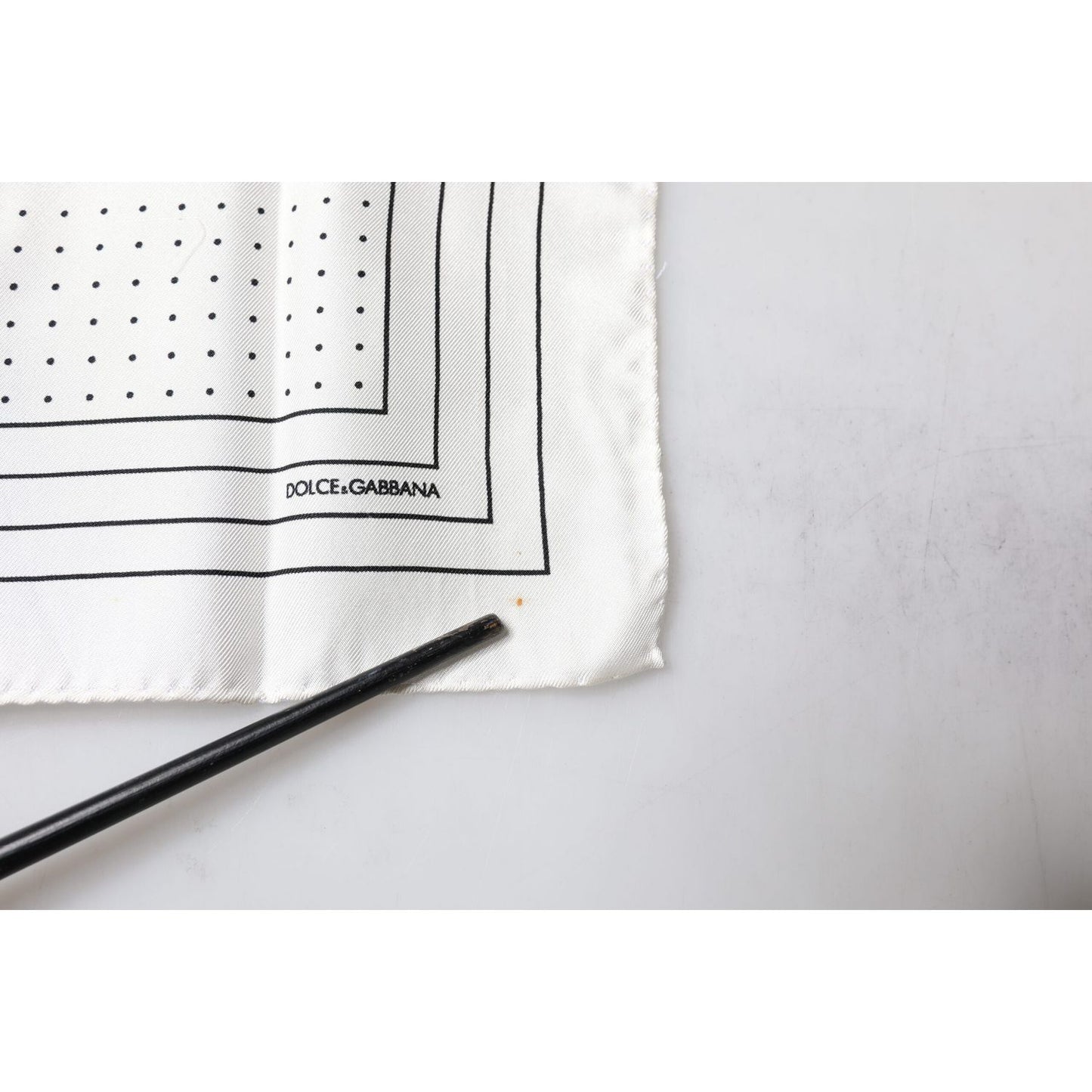 Dolce & Gabbana White Polka Dots Square Handkerchief Scarf MS7314